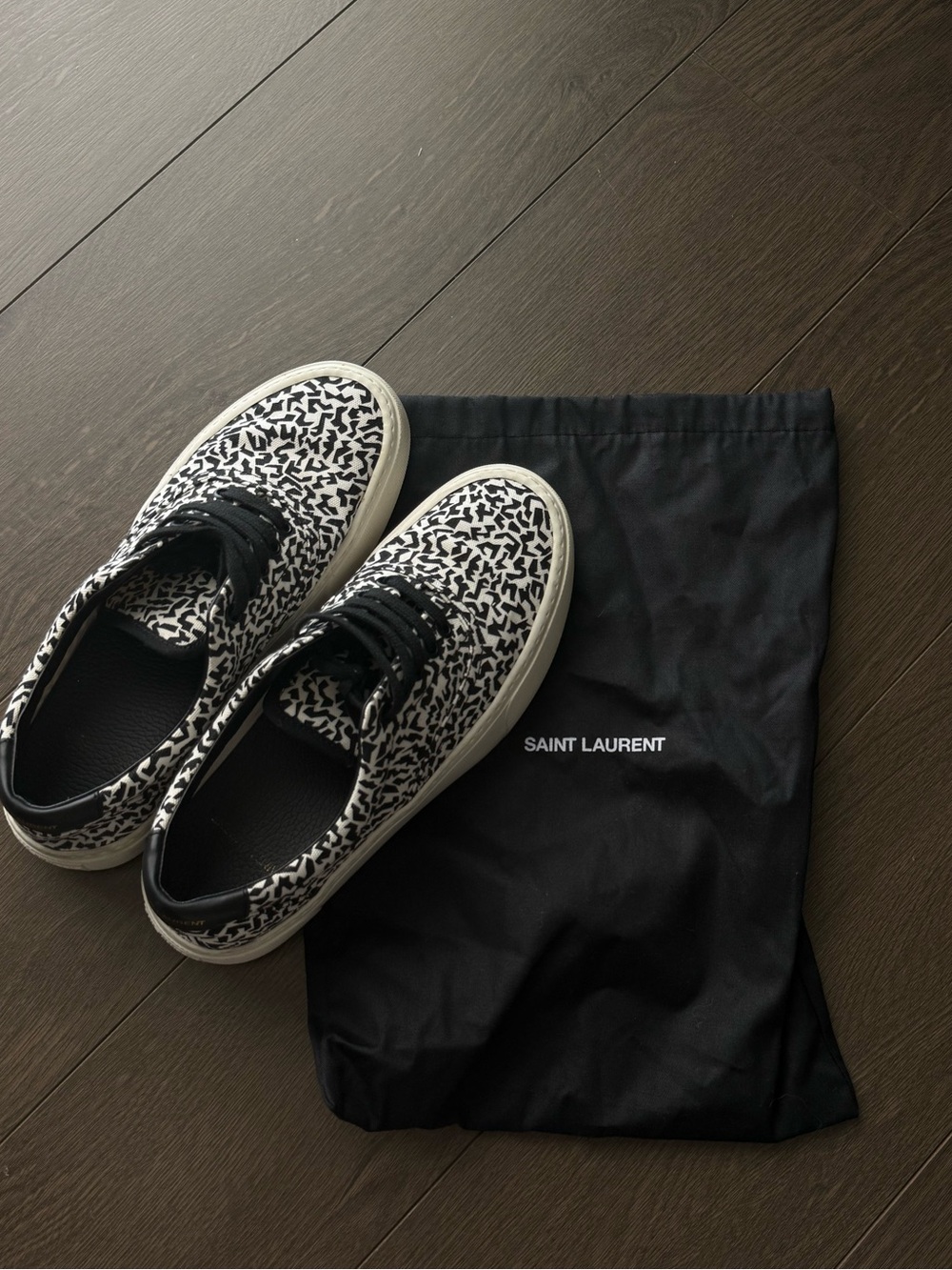 Saint Laurent Black & White Patterned Low-Top Sneakers